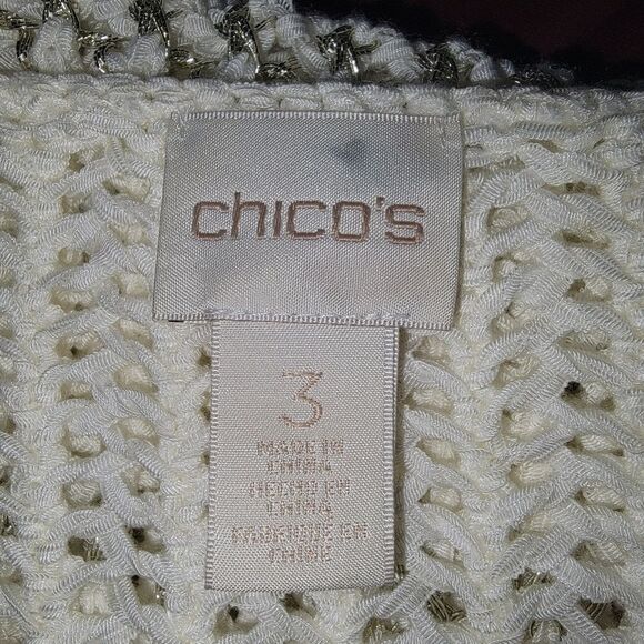 Chico's Shine Striped Charlotte Pullover Open Weave Sweater Size 3 (XL) - Picture 6 of 7